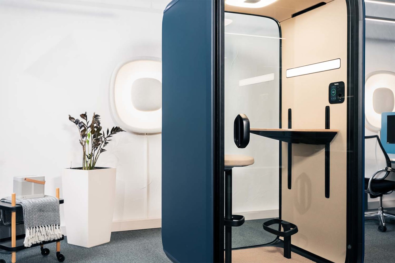 Framery One, a quality office pod in an open plan office.