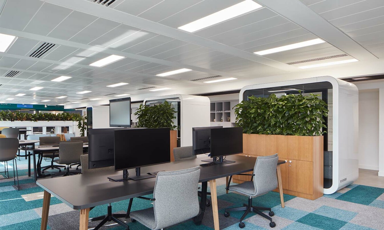 Framery Q meeting pods in an open area of Linkedin's headquarters in Dubai.