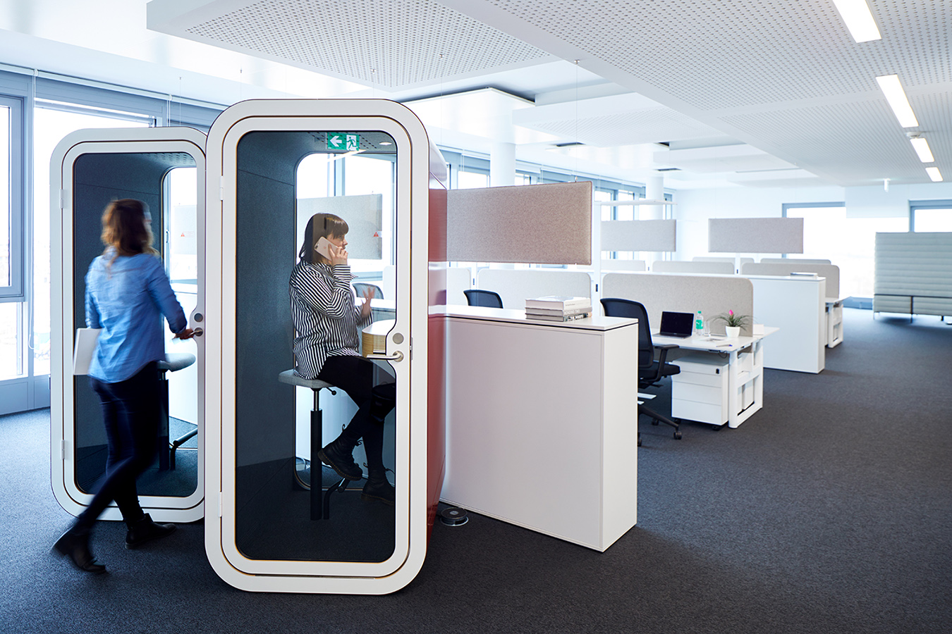 Framery O phone booths in an office.