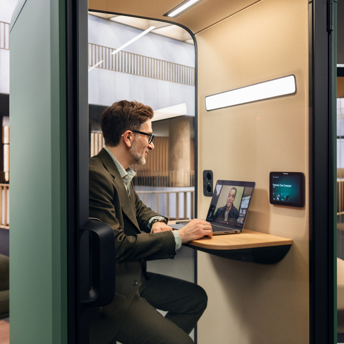 Videoconferencing in Framery One Compact pod