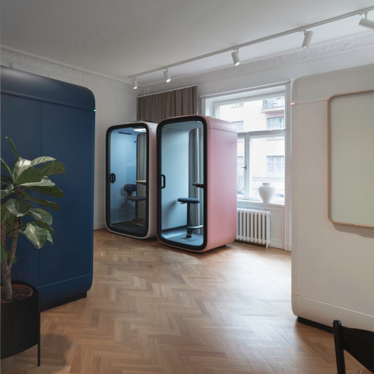 Framery pods in Framery Stockholm showroom.