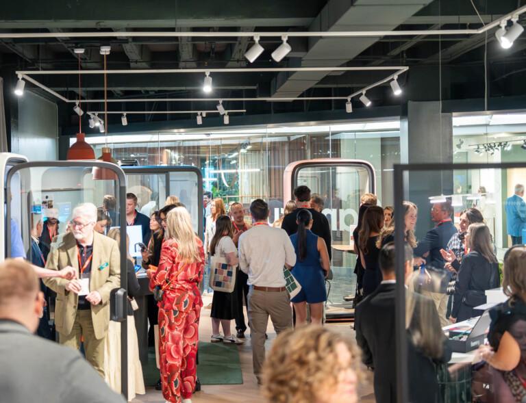 Lot of people inside Framery showroom at the Mart.